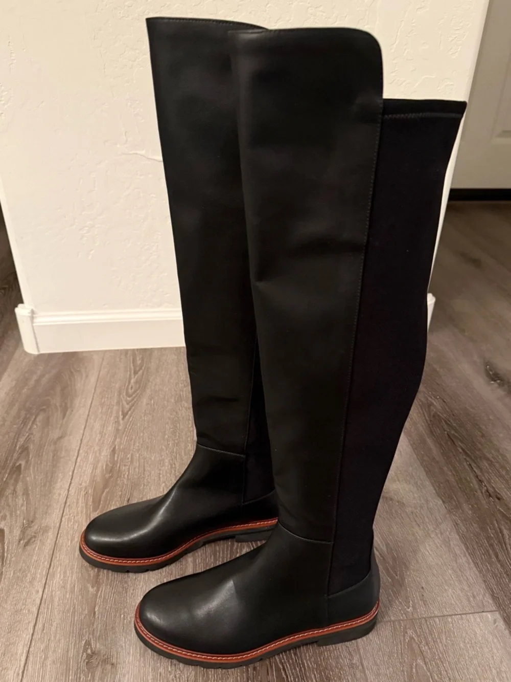 Stuart Weitzman Black Leather Adrina City Boot Over The Knee Boots Size 9 / 39.5